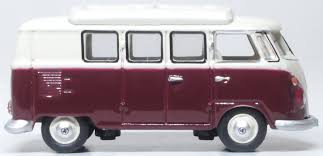 Oxford Diecast 76VWS010 VW T1 Camper Titan Red/Beige Grey - 1:76 Scale