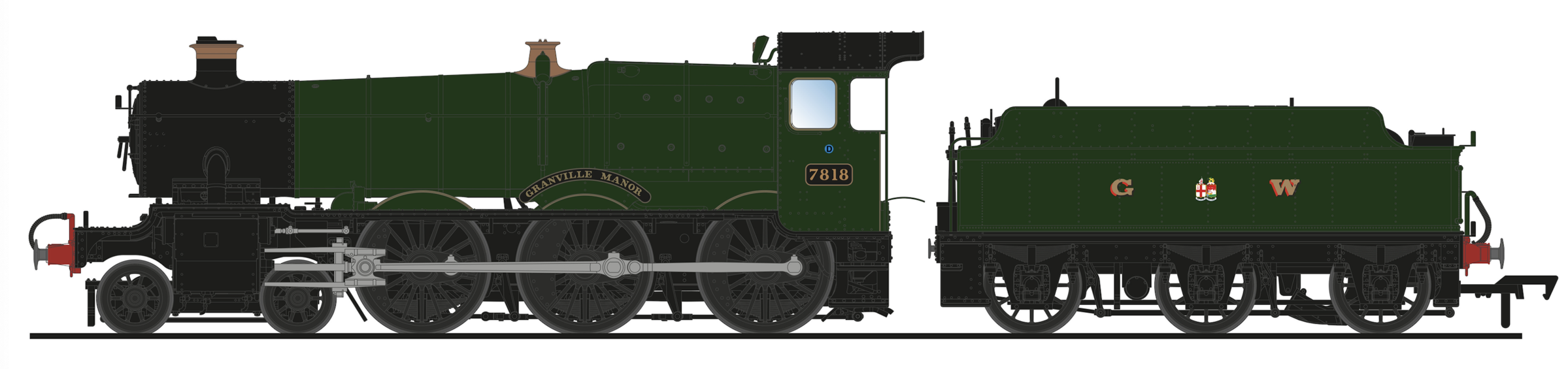 SH Accurascale ACC2500-7818 GWR Manor Steam Locomotive Number 7818 'Granville Manor' in GWR Green with Real Coal and Weathered - OO Gauge ** PRE-OWNED IN EXCELLENT CONDITION COMLETE WITH ORIGINAL PACKAGING **