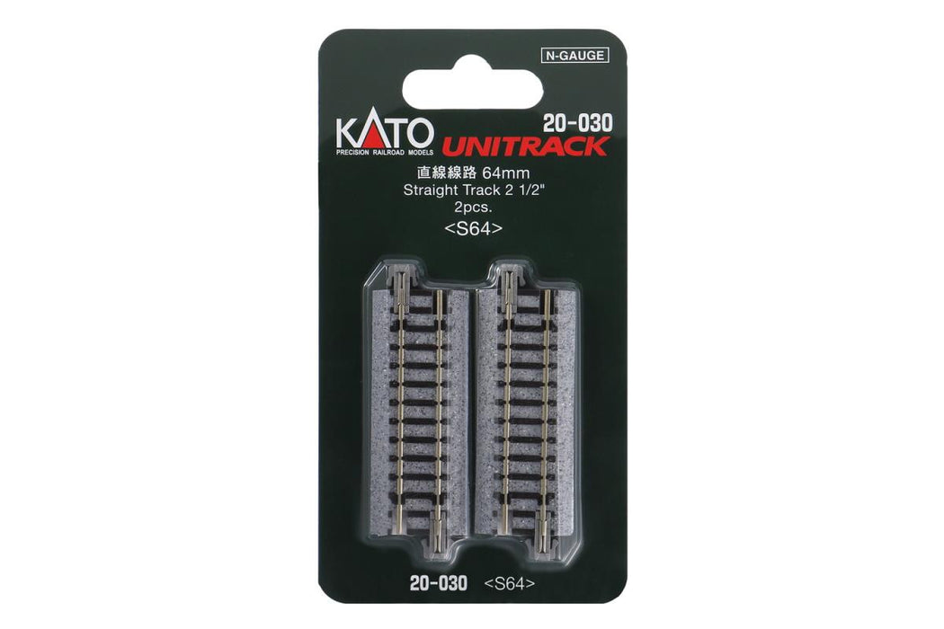 Kato 20-030 Unitrack (S64) Straight Track 64mm 2pcs - N Gauge