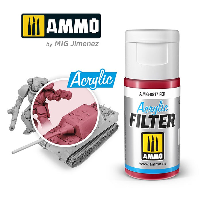 Ammo Mig 0817 Acrylic Filter - Red (F-323) - 15ml Bottle