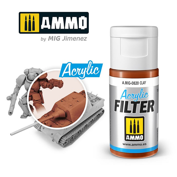 Ammo Mig 0820 Acrylic Filter - Clay (F-324) - 15ml Bottle