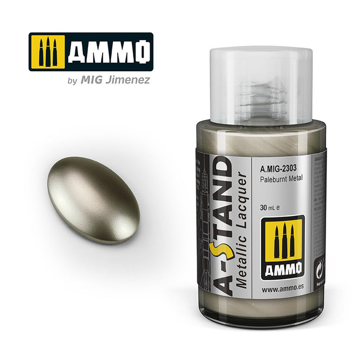 Ammo Mig 2303 A STAND Metallic Lacquer, Paleburnt Metal - 30ml