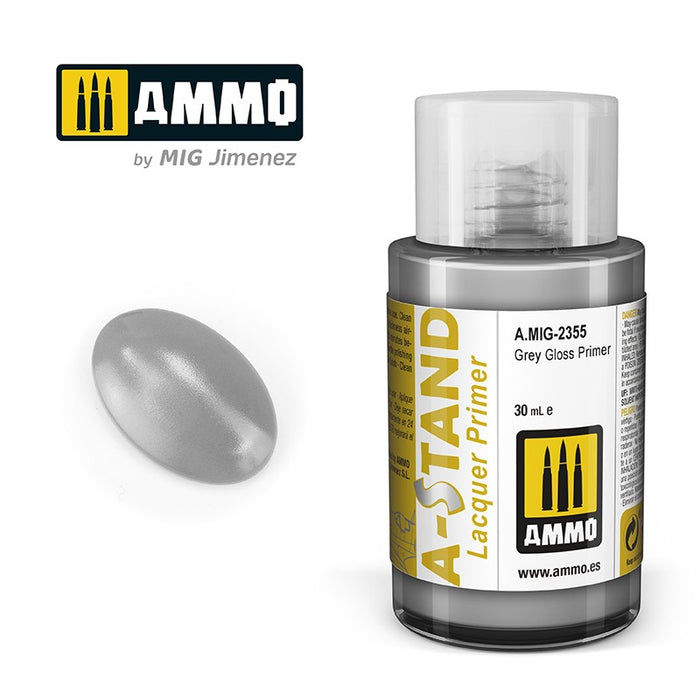 Ammo Mig 2355 A STAND Lacquer Primer, Grey Gloss Primer - 30ml